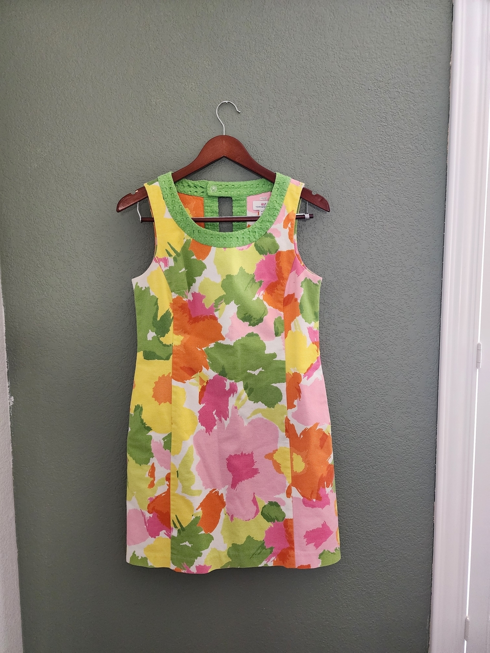 Vineyard Vines Sleeveless Floral Shift Dress in Yellow, Pink, Green, Orange